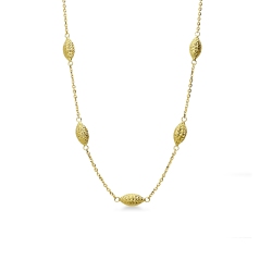 Halskette 750er Gelbgold mit Kugeln Marquiseschliff