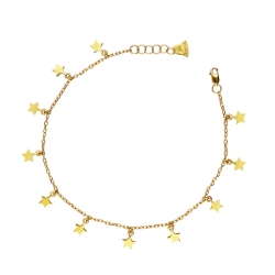 Gelbgold 750 Armband mit Sternen und einem Glöckchen