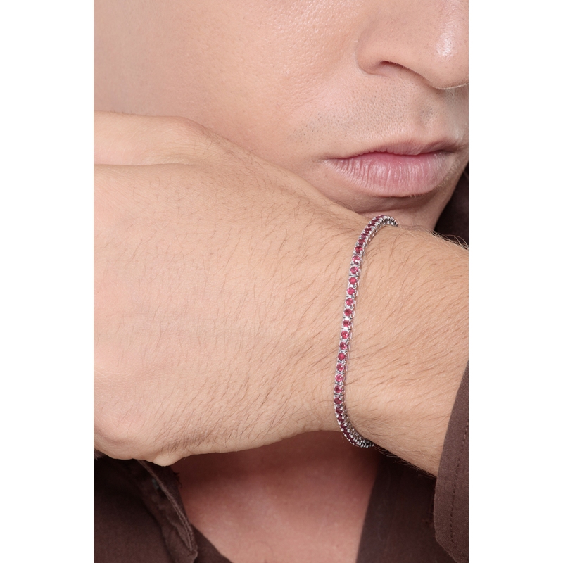 Tennis Armband Weißgold mit Rubinen 