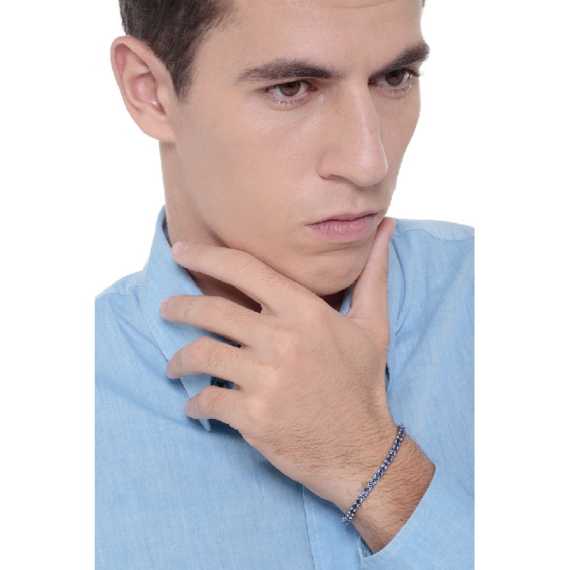 Saphir Armband Damen Herren Weißgold 