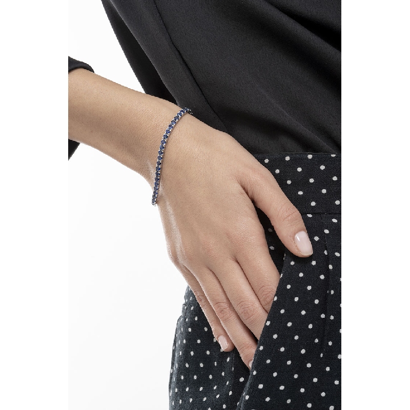 Saphir Armband Damen Herren Weißgold 
