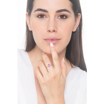 Weißgold 18K Amethyst Ring mit Diamanten