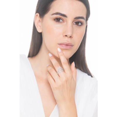 Designer Bandring Weißgold 750 mit Diamanten