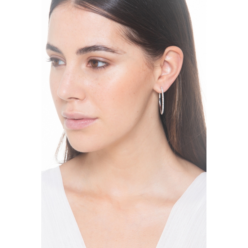 Große Diamant-Creole in Weißgold 750 Große Diamant-Creole in Weißgold 750