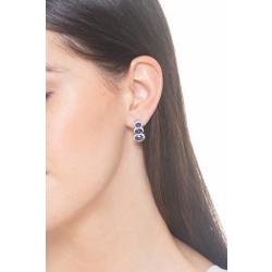 Weißgold Halo Ohrringe mit blauen Saphiren und Diamanten 2