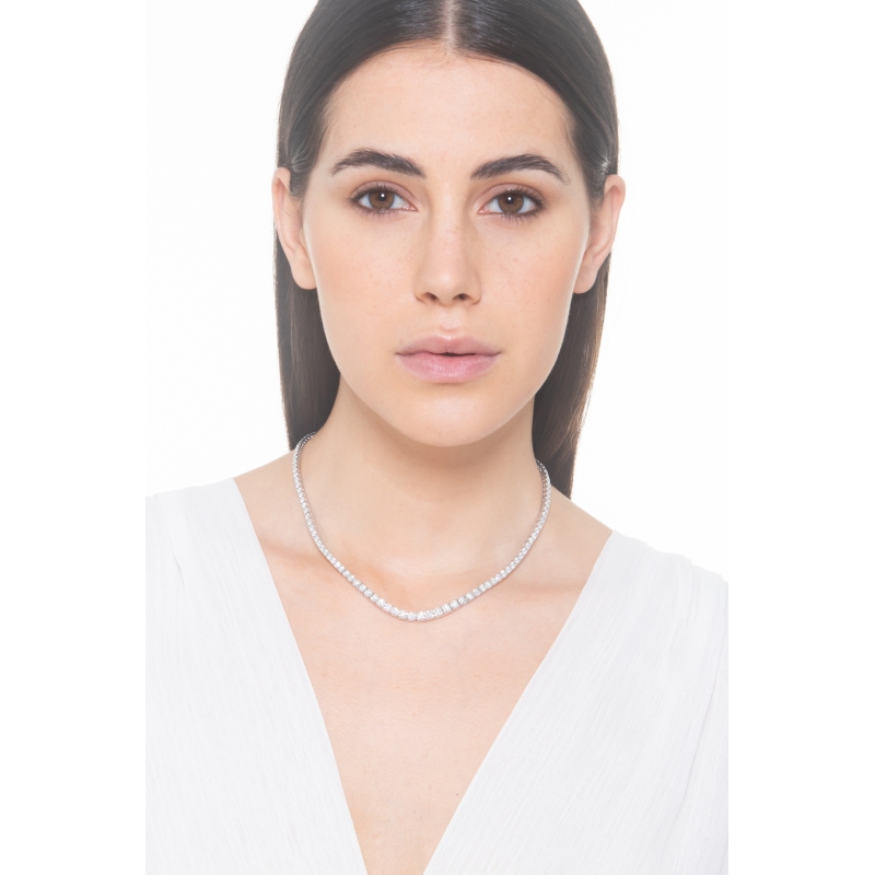 Weißgold 18K Tennis Halskette Diamanten