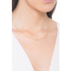 Halskette 750er Gelbgold mit Kugeln Marquiseschliff  2