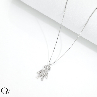 Kette aus Weißgold 18K mit Kind aus Diamanten