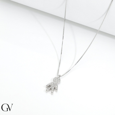 Kette aus 18K Weißgold mit Kind aus Diamanten