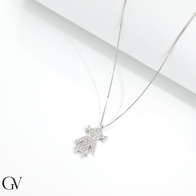 750er Weißgold Kette mit Mädchen aus Diamanten 750er Weißgold Kette mit Mädchen aus Diamanten