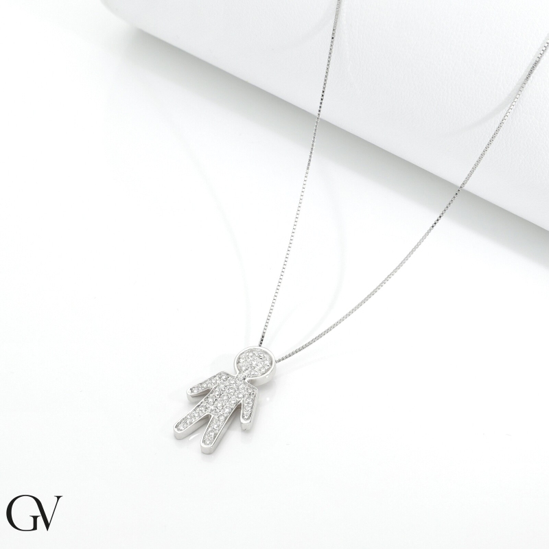 Weißgold Kette mit Männchen aus Diamanten Weißgold Kette mit Männchen aus Diamanten
