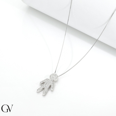 Weißgold Kette mit Männchen aus Diamanten