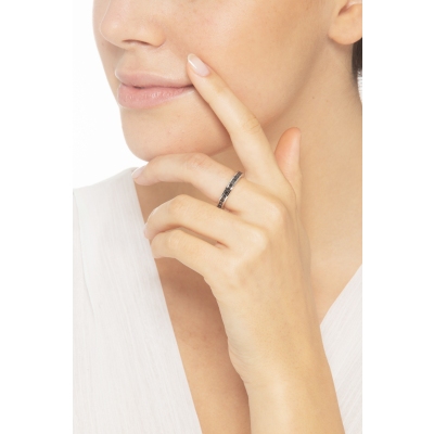 Memoire Ring schwarze Diamanten Weißgold 