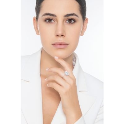 Aquamarin Ring Weißgold 750 mit Diamanten