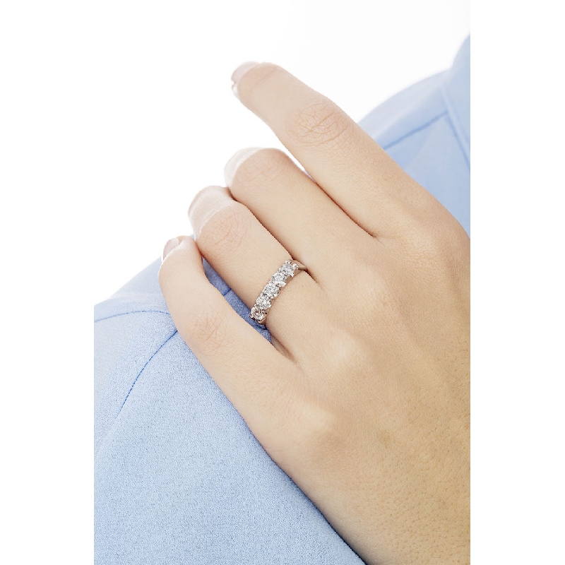 Brillantring Weißgold mit 5 Edelsteinen