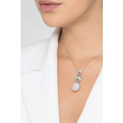 750er Weißgold Damenkette mit 3 Ovalen und einem Diamanten Pavé 2