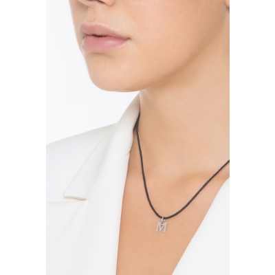 Buchstaben Anhänger M aus Weißgold 18K