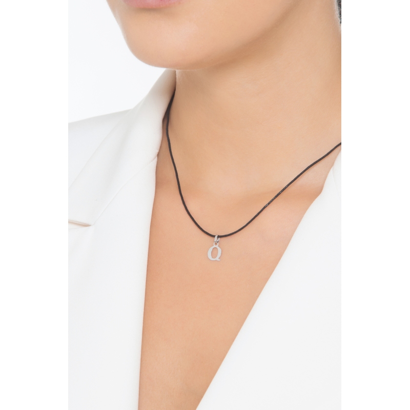 Buchstaben Anhänger Q aus Weißgold 18K