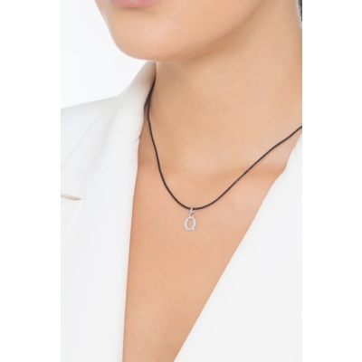 Buchstaben Anhänger Q aus Weißgold 18K