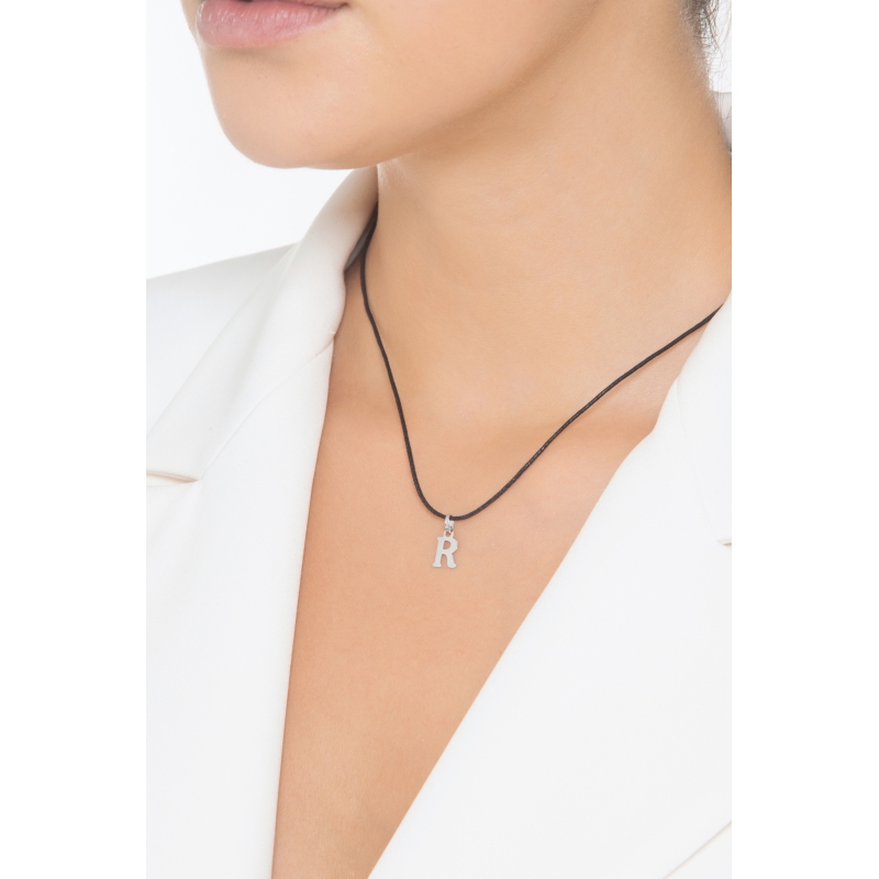 Buchstaben Anhänger R aus Weißgold 18K