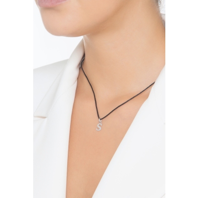 Buchstaben Anhänger S aus Weißgold 18K