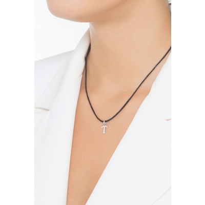 Buchstaben Anhänger T aus Weißgold 18K