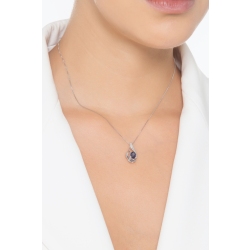Weißgold Halskette mit Anhänger aus Saphiren und Diamanten  2