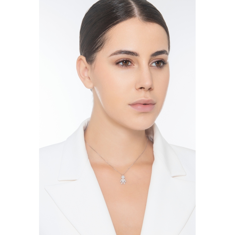 Kette aus Weißgold 18K mit Kind aus Diamanten Kette aus Weißgold 18K mit Kind aus Diamanten