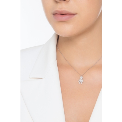 Kette aus Weißgold 18K mit Kind aus Diamanten