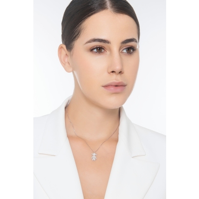 750er Weißgold Kette mit Mädchen aus Diamanten