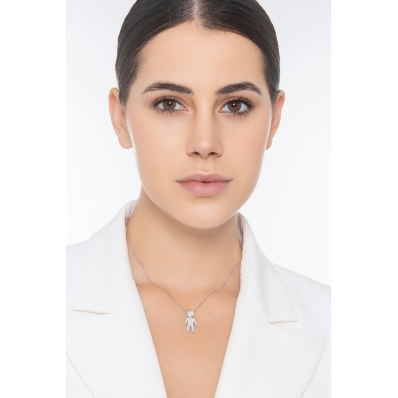 Weißgold Kette mit Männchen aus Diamanten Weißgold Kette mit Männchen aus Diamanten