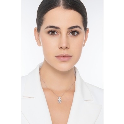 Weißgold Kette mit Männchen aus Diamanten