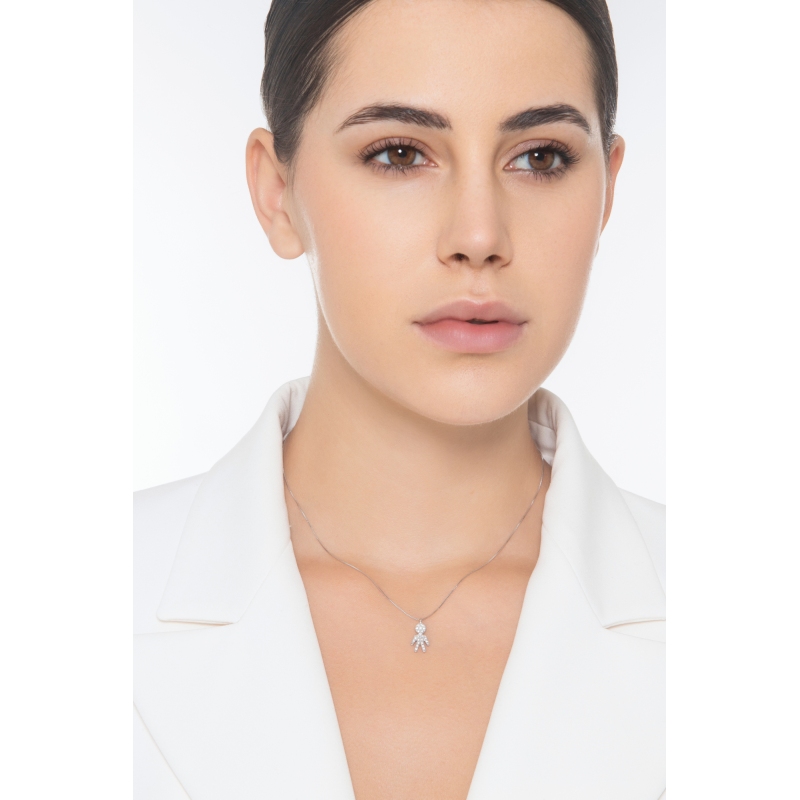Kette aus 18K Weißgold mit Kind aus Diamanten
