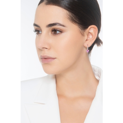 Ohrhänger aus Weißgold 18K mit rosa Saphiren und Diamanten