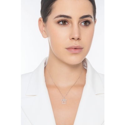 Halskette mit Schutzengel aus Weißgold mit Diamanten