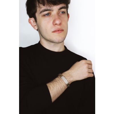 Herrenarmband aus 18K Gelbgold mit Zirkonia