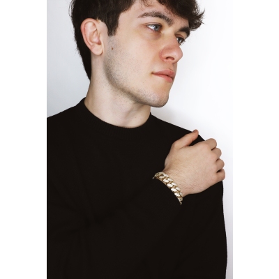 Iced Out Herrenarmband aus Gelbgold 750 mit Zirkonia