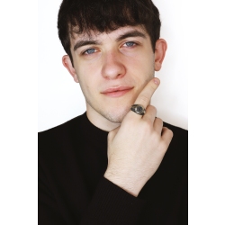 Gelbgold 18K Herrenring mit schwarzen Zirkonia 2