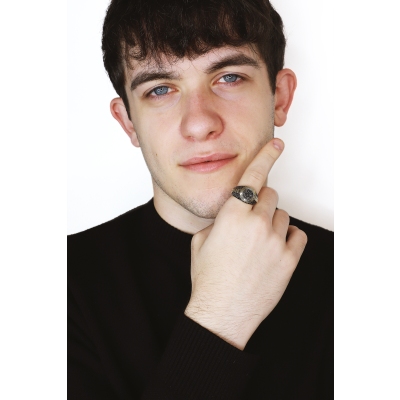 Gelbgold 18K Herrenring mit schwarzen Zirkonia