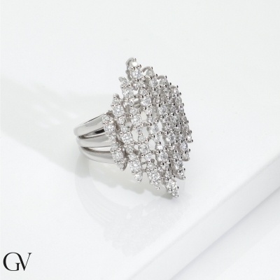 Weißgold 18K Bandring mit Brillanten