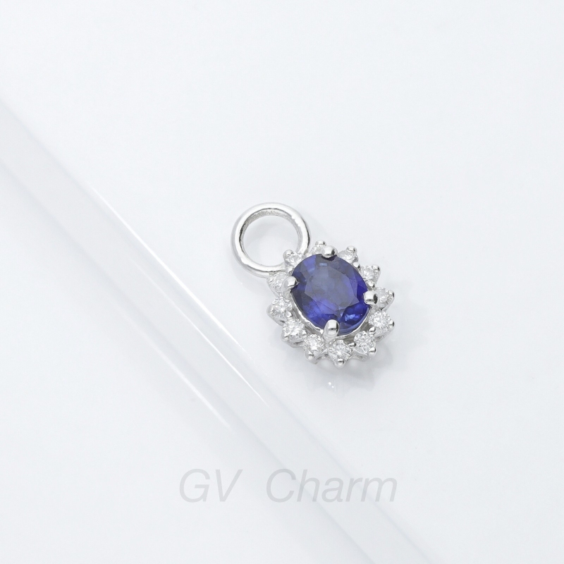 Gv Charm Halo Anhänger mit blauem Saphir und Diamanten Gv Charm Halo Anhänger mit blauem Saphir und Diamanten