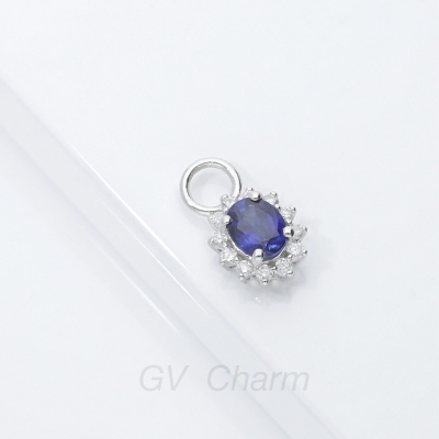 Gv Charm Halo Anhänger mit blauem Saphir und Diamanten