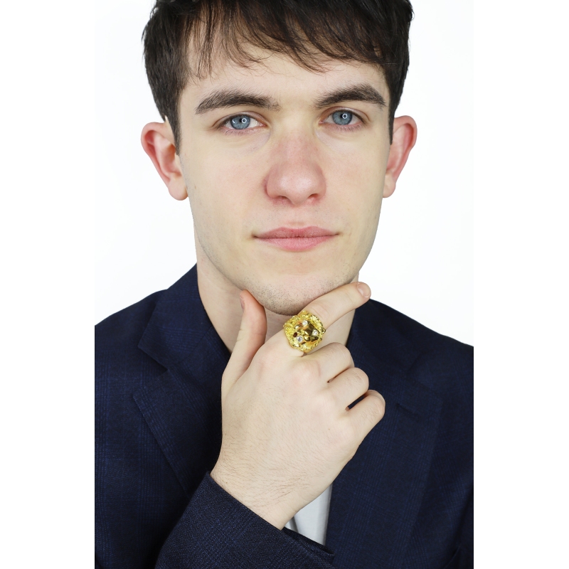 Löwenring aus 18 Karat Gelbgold mit Zirkonia