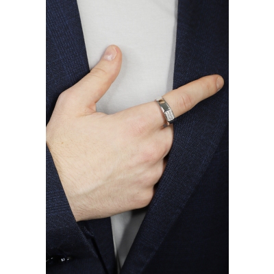 Pavé Ring Herren mit Diamanten 18K Weißgold