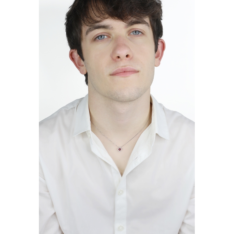 750er Weißgold mit Kreuz-Anhänger aus Rubinen und Brillanten