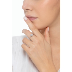 Weißgold 750 Blumenring Halo Ring  2