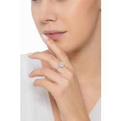 Halo Ring Blumenring aus Weißgold 18K 2