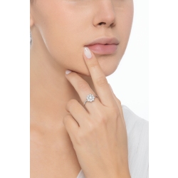 Blumenförmiger Halo Ring Weißgold mit Diamanten 2