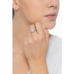 Weißgold 750 blumenförmiger Halo Ring mit Diamanten 2