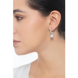 Ohrhänger mit Perlen und Diamanten Weißgold 18K 2